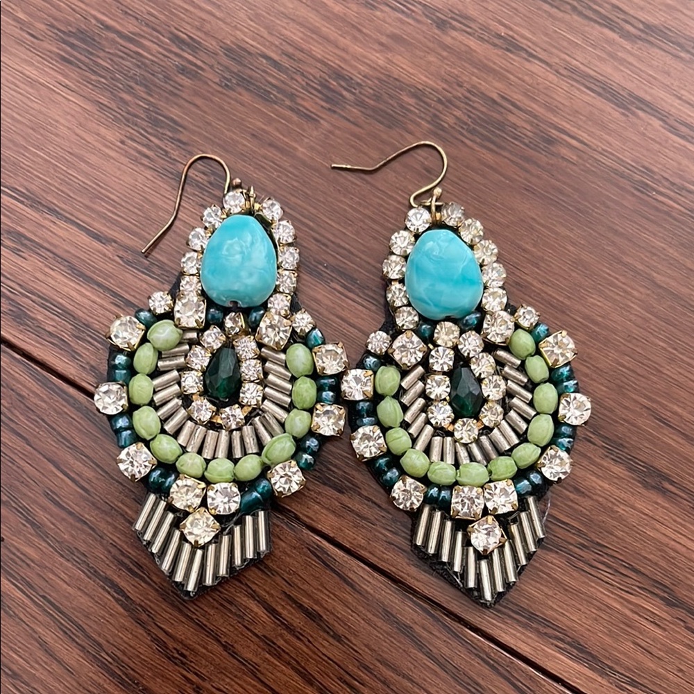 Bohemian Blue and Green Dangle Earrings